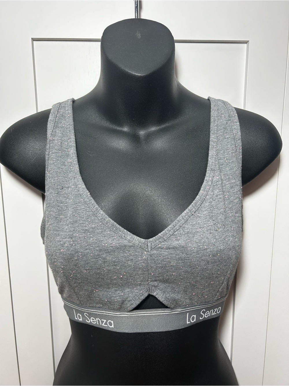 La SENZA Heather Gray Sparkle V-Neck Bralette